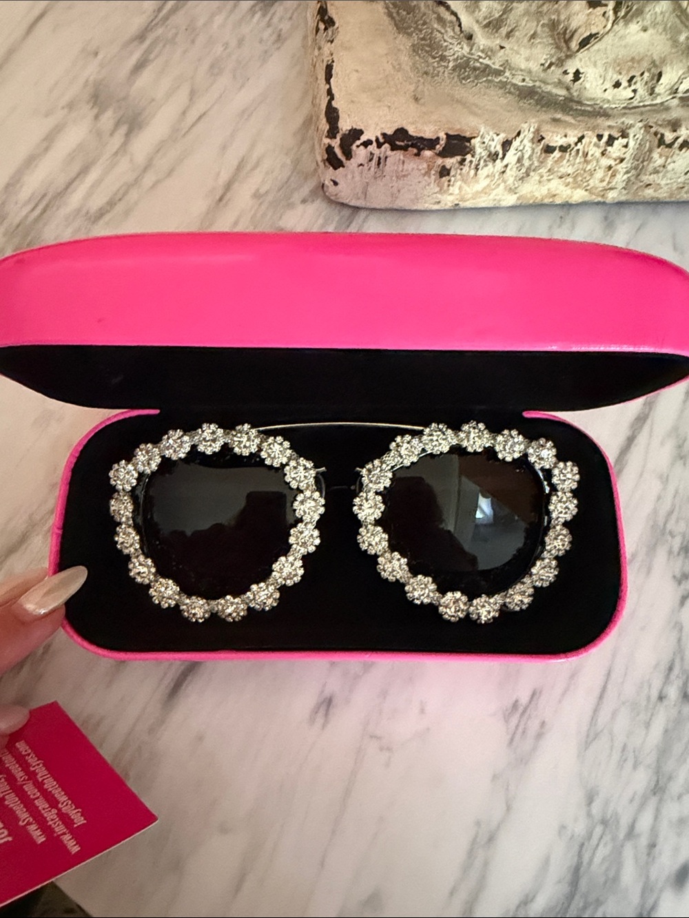 Women's Black Sunglasses with Crystal Daisy Frame